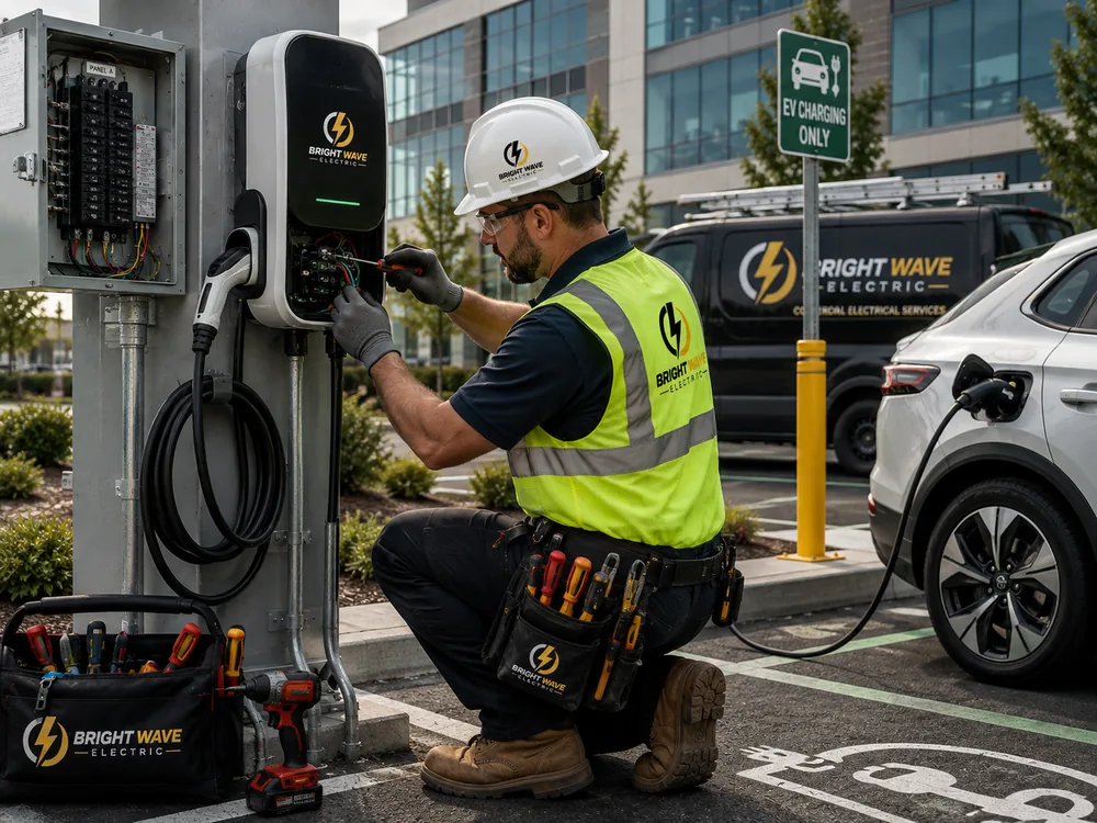 Commercial EV charger installation by Bright Wave Electric in Henderson, NV