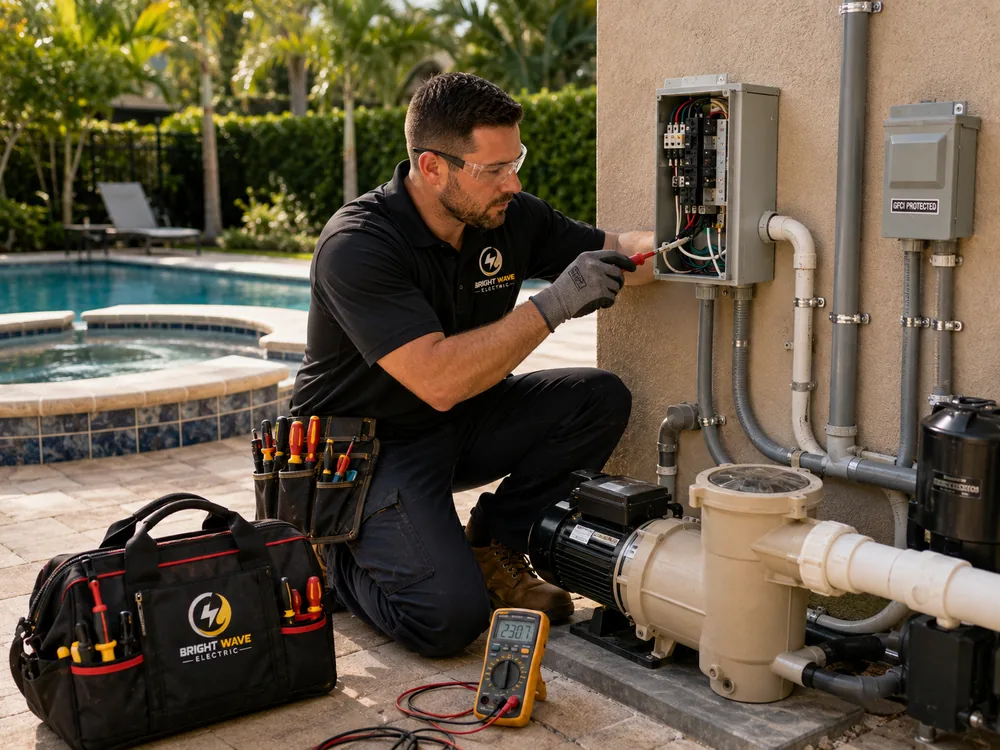 Pool and hot-tub electrical wiring by Bright Wave Electric in Henderson, NV